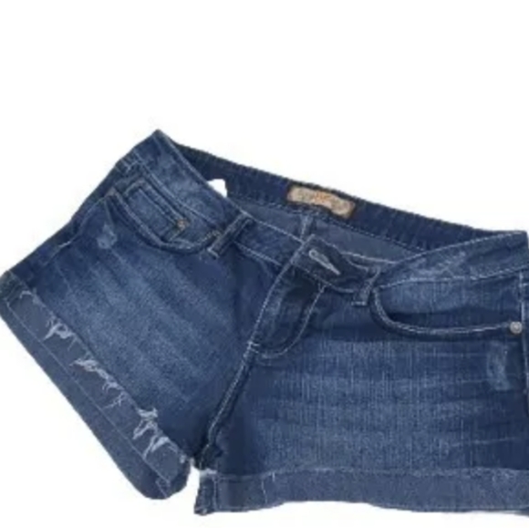 YMI Jeans Womens Jean Midi Shorts Distressed Size 9 Super Stretch Blue Denim - Picture 2 of 12